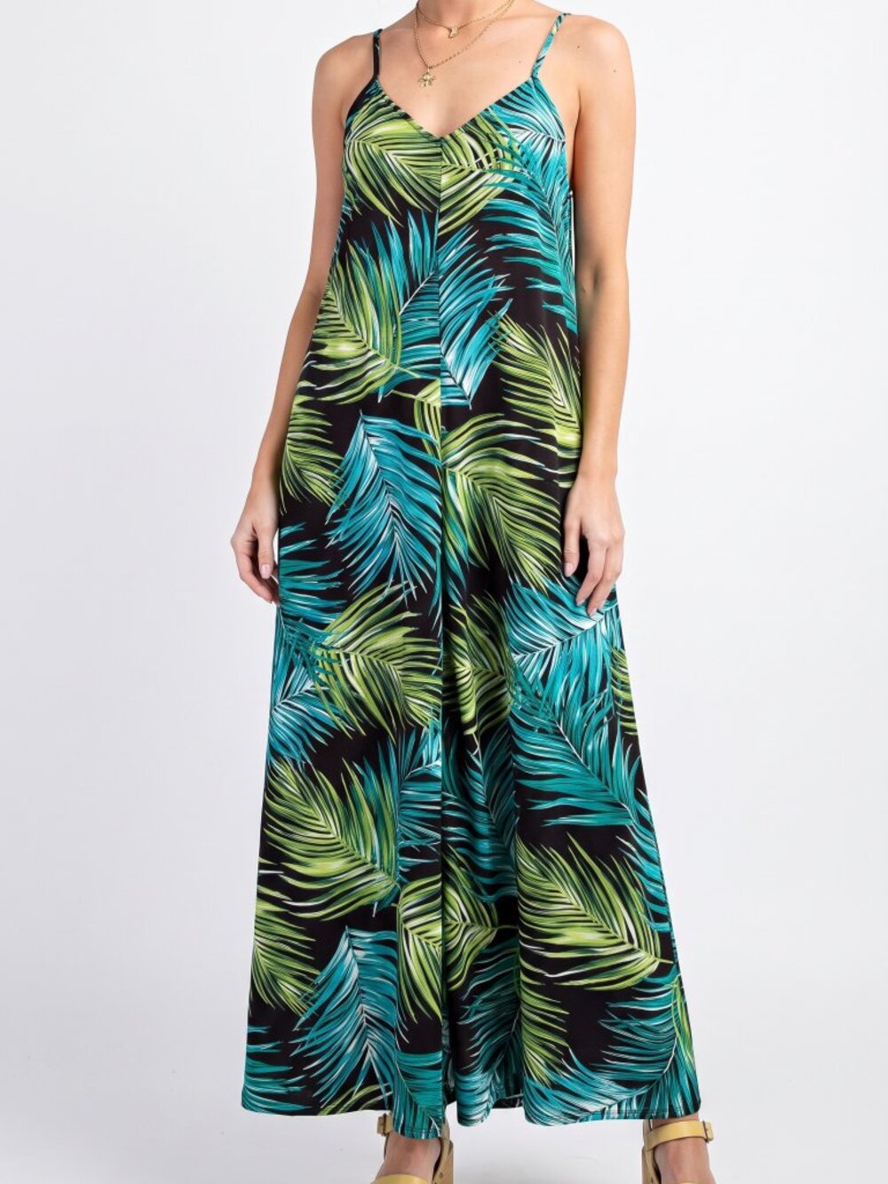 Easel Tropical Print Wide-Leg Jumpsuit — NWT